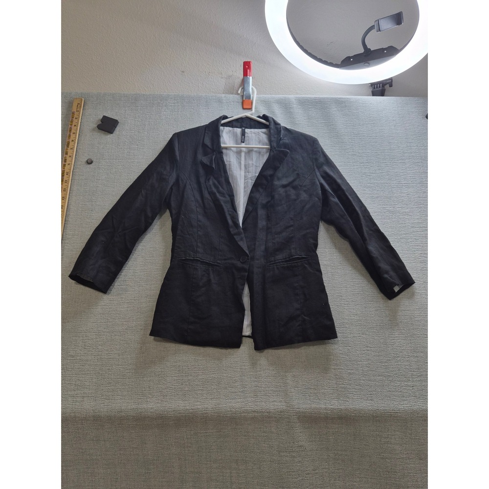 Love Culture Blazer Jacket Women Medium Black Single Breasted Notch Lapel Formal